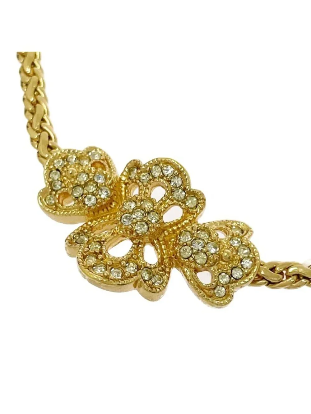 Dior Rhinestone Motif Necklace Gold